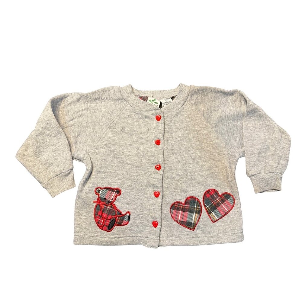 VTG Radishes &‎ Roses Kids Girls 3T Cardigan Heart Bear Patchwork Raglan Sleeves